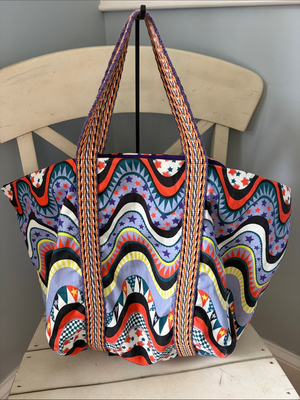Missoni Canvas Colorful Wave-Print Women’s Tote Bag - Multicolor